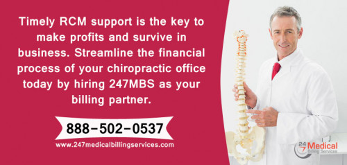 Timely RCM support is the key to make profits and survive in business. Streamline the financial process of your chiropractic office today by hiring 247MBS as your billing partner.