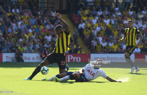<enter caption here> during the Premier League match between Watford FC and Tottenham Hotspur at Vic