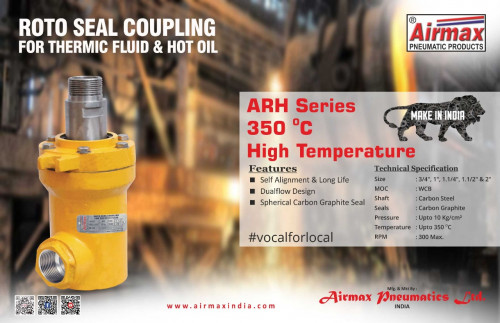 Airmax makes ARH series Roto Seal Coupling is also known as Rotary Joint for thermic fluid & hot oil application. This ARH rotary joint specially designed for high temperature media. visit:https://www.airmaxindia.com/product/roto-seal-coupling/
