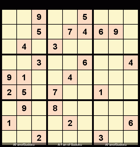 Triple Subset Pointing
New York Times Sudoku Hard August 17, 2018