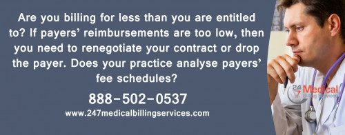 Are you billing for less than you are entitled to? If payers’ reimbursements are too low, then you need to renegotiate your contract or drop the payer. Does your practice analyse payers’ fee schedules?