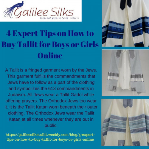 Shopping Tallit for boys online can be great. But when it comes to finding Tallit for girls, you need be keen about the color, design as well as the trends. For more details, visit our website: https://galileesilkstallit.weebly.com/blog/4-expert-tips-on-how-to-buy-tallit-for-boys-or-girls-online