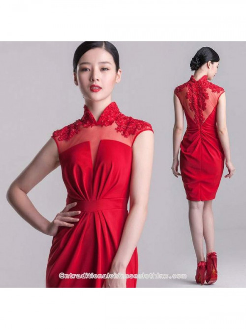 https://www.cntraditionalchineseclothing.com/beaded-lace-back-short-sleeveless-red-mandarin-collar-dress.html