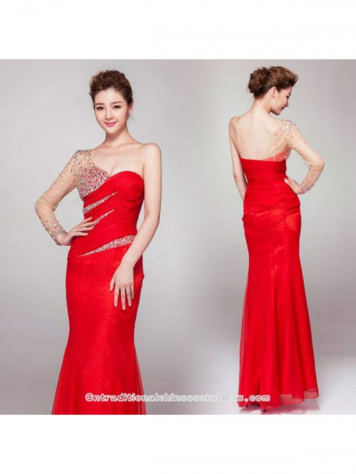 https://www.cntraditionalchineseclothing.com/beaded-long-sleeve-one-shoulder-floor-length-red-mermaid-evening-dress.html