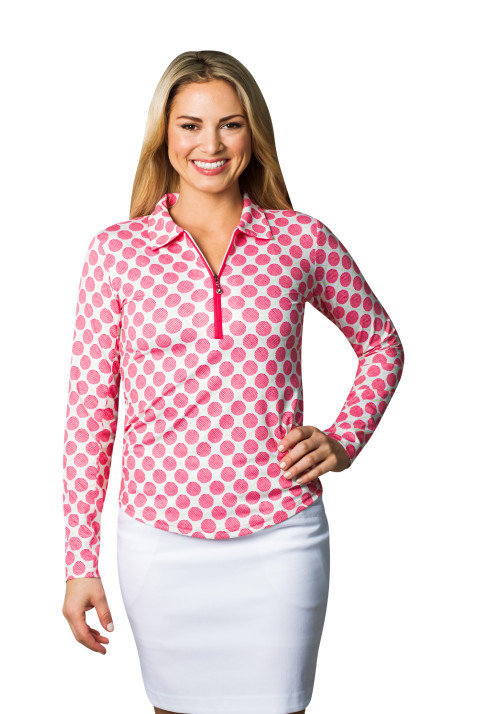 900462 SolCool Zip Polo. Seeing Spots Pink. SanSoleil a (3)