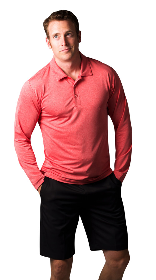 900830 SolSport Men's Button Polo. Salmon Red. SanSoleil Golf (22 (5)