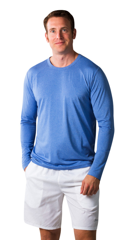 900831 SolSport Men's Crew Neck. Heather Steel Blue. SanSoleil (22)