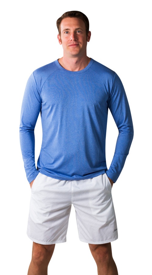 900831 SolSport Men's Crew Neck. Heather Steel Blue. SanSoleil (23)