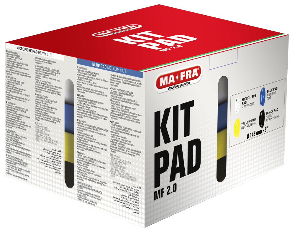 Mafra Detailing Polishing Pad Kit Set (5 inch Slim Mix E-12-15-R56 Yellow, Black, Blue and Microfibre) - Mafra Official Store SG