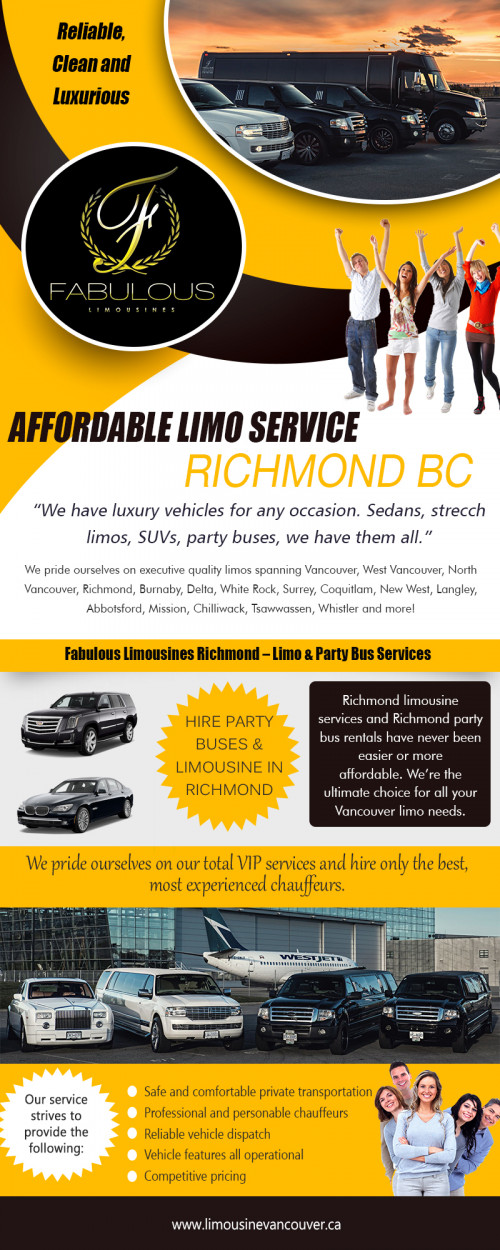 Our site : https://www.limousinevancouver.ca
Only the experienced chauffeurs who are well versed in the route taken are employed by the company, to avoid any inconvenience to the clients. As the idea of employing a limousine service is to enjoy regal comforts and services, the top notch Limo Vancouver providers provide reliable and quality services, so as not to disappoint the aspirations of the clients.
My Socila : https://twitter.com/Coquitlamlimo
More Links : https://kinja.com/coquitlamlimo
http://uid.me/coquitlam_limo
http://www.apsense.com/brand/limousinevancouver