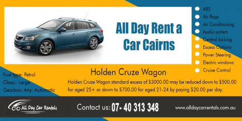 Our website : http://alldaycarrentals.com.au/  
You are a very mobile work force these days. Air travel is cheap, so visiting your customers no matter where they are is not a problem and can be a much more effective way of doing business. All day cheap car hire Cairns airport will be available from the airport on arrival so book ahead online. This ensures that the collection time is speedy; you get to your client, do the sale, and return to the airport and back home.  
More Links : http://carrentalcairns.emyspot.com/  
https://hirecarcairns.yooco.org/car_rental_near_me  
http://hirecarcairns.eklablog.com/cheapest-car-hire-cairns-airport-a140335672  
http://www.saraincairns.websiteworks.com/