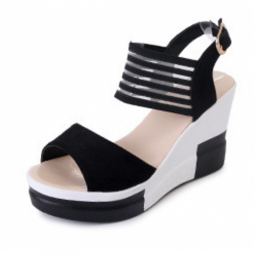 Black Color Comfortable High Wedge Sandals For Women 9fgx7wG2CX 800x800