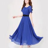 Blue-Color-Womens-Fashion-Bohemian-Beach-Maxi-Chiffon-Dress-WC-42BL