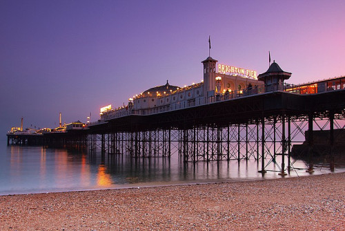 The Brighton Palace Pier, commonly known as Brighton Pier or the Palace Pier[a] is a Grade II* listed pleasure pier in Brighton, England, located in the city centre opposite the Old Steine.