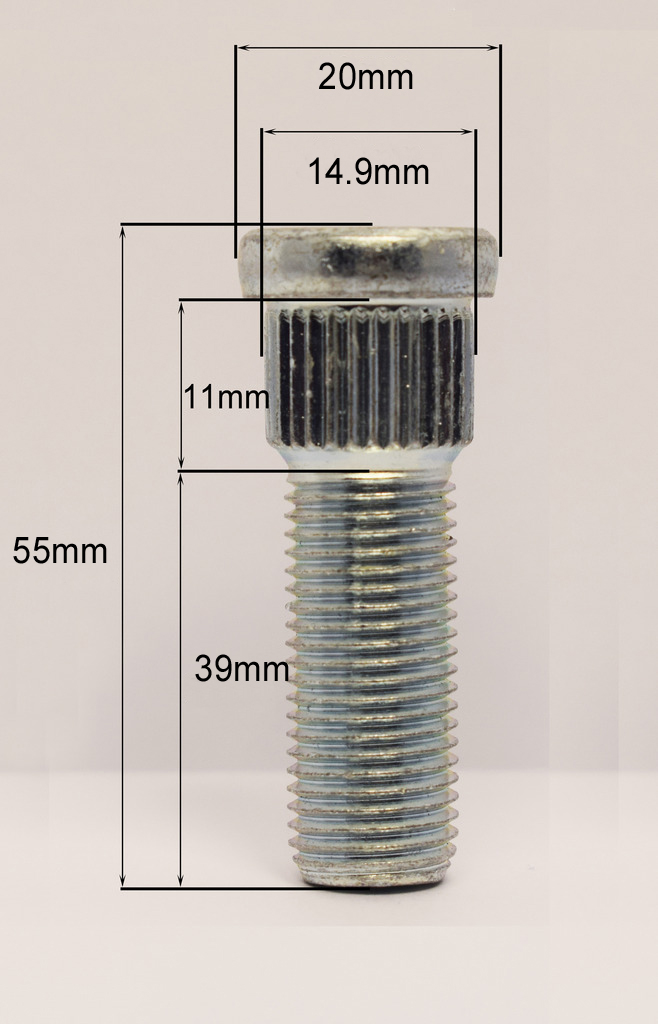 1 x M14 x 1.5 Replacement Wheel Studs, 14.9mm Spline, 39mm Thread eBay