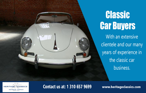 A Consumer's Survival Guide For New Classic Car Buyers AT http://www.heritageclassics.com/sell-or-consign.html
Find Us: https://goo.gl/maps/QAPBYQLeqhF2
Deals in .....
Classic cars online

classic mercedes for sale

classic car buyers

classic cars for sale usa

consign classic car
You will find a array of vehicles on the internet that suit even the most vintage vehicle enthusiast whenever you're looking for the perfect place to really go there are a lot of businesses online where you can start you search. Vintage cars, motor cycles and other memorabilia available and there are a number of ways of obtaining the traditional vehicle of one's dreams. The world wide web has made it a number of ways of choosing the perfect thing and this is not any different for Classic Car Buyers. 
Add : 8980 CA-2, West Hollywood, CA 90069
Phone No : (310) 657-9699
Showroom Hours
Mon-Fri 9:30- 5:30 Saturday 10:00 -5:00
Social : 
http://www.folkd.com/user/ClassicCarBuyers
https://www.twine.fm/Classiccarsx
https://www.diigo.com/profile/americanclassic