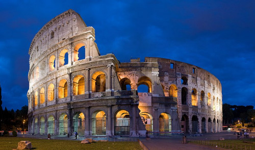 The Colosseum amphitheatre in Rome, built c. 70 – 80 AD, is considered one of the greatest works of architecture and engineering.