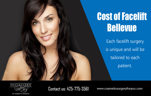 Cost of facelift Bellevue help you to achieve your cosmetic goals at https://www.cosmeticsurgeryforyou.com/ 

Visit here : 

https://www.cosmeticsurgeryforyou.com/facelift-in-bellevue/ 
https://www.cosmeticsurgeryforyou.com/cosmetic-surgery-media-seattle-wa/surgical/ 

Find Us : https://goo.gl/maps/JKPtzY7kz6o 

The Cost of facelift Bellevue is a major surgical procedure that addresses the abdominal region. The abdominal walls and muscles are tightened and loose skin is stretched over the abdomen to create a tight look. Excess skin that creates a saggy look is trimmed off. A facelift is good way of addressing saggy facelift. It does come with side effects that include scarring and a lengthy recovery period.

Our Services : 

Cost of mommy makeover Kirkland 
Cost of breast augmentation in Bellevue 
Cost of tummy tuck kirkland 
Cost of laser hair removal Seattle 
Cost of facelift Bellevue 
Botox in Seattle 

Social Links : 

https://plus.google.com/u/0/110646522853059428130 
https://www.facebook.com/cosmeticsurgeryforyou 
https://in.pinterest.com/breastaugmentation/ 
https://twitter.com/botoxinseattle 
https://www.youtube.com/channel/UCRU9tSwu8rdKTJJzE5n0QLg