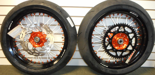 Supermoto Conversion Kit - Find the front and rear supermoto wheels rim with tire for your bike. Buy online supermoto wheels and tires at MotoXindustries. https://motoxindustries.com/product/supermoto-conversion-kit/