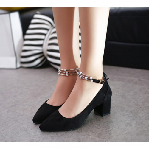 Diamond Studded Metal Black Pointed Heels For Women triuUm7040 800x800