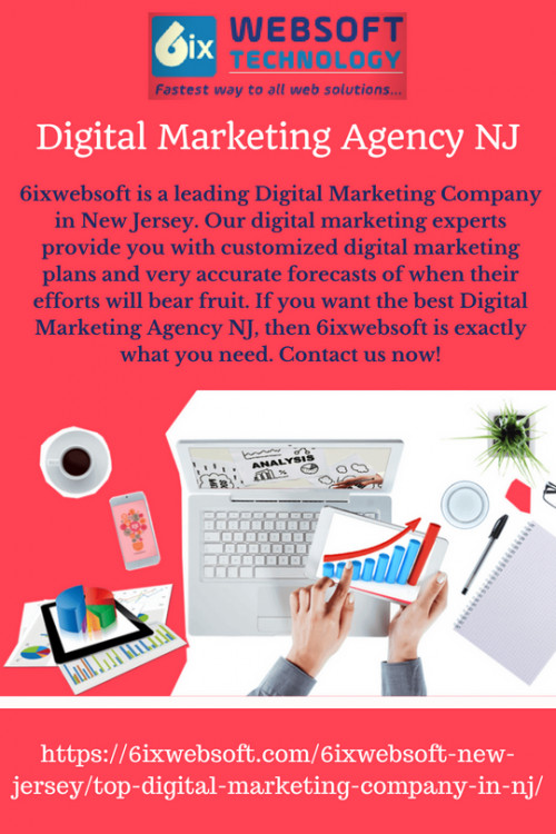 Want to promote your business with professional digital marketing services in New Jersey? 6ixwebsoft is a prominent Digital Marketing Agency NJ. We offer a wide number of options to you that you are looking for. If you want excellent digital marketing services in NJ, contact 6ixwebsoft now!

https://6ixwebsoft.com/6ixwebsoft-new-jersey/top-digital-marketing-company-in-nj/