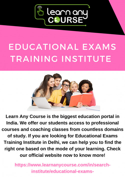 Want to get professional training for educational exams? The best way to prepare for the educational exams is by taking professional coaching. If you want professional training from the best Educational Exams Training Institute in Nathu Colony, Delhi, Naraina, Satya Niketan, then visit ‘Learn Any Course’ to make your perfect career. Contact us now!

https://www.learnanycourse.com/in/search-institute/educational-exams-