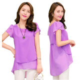 Elegant-Chiffon-Short-Sleeve-Purple-Loose-Bottom-Top-for-Women-WC-150PR