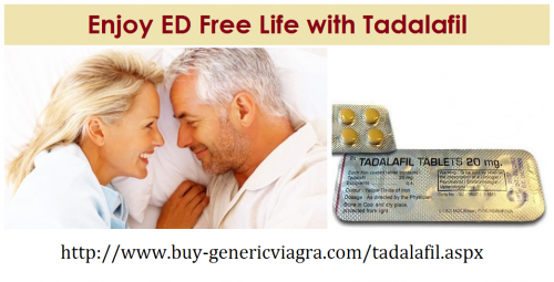 Tadalafil Generic an oral medication recommended to those males who are suffering from ED. At buy-genericviagra.com, Generic Tadalafil is available at extremely low cost. To buy Tadalafil online visit: http://www.buy-genericviagra.com/tadalafil.aspx and enjoy ED free life.