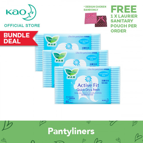 FreePouch Laurier Active Fit Pantyliners Nonscented 40pcs Triple Pack