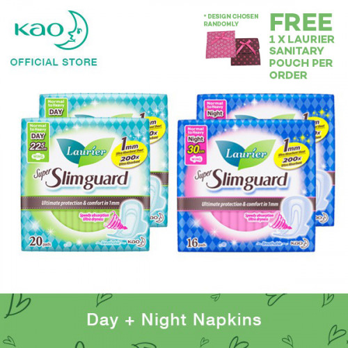 FreePouch Laurier Super Slimguard Day 22.5cm 20pcs Twin Pack + Night 30cm 16pcs Twin Pack