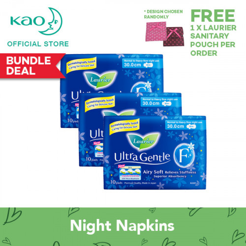 FreePouch Laurier Ultra Gentle Night Slim 30cm 10pcs Triple Pack