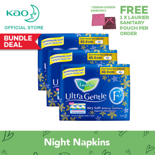 FreePouch Laurier Ultra Gentle Night Slim 40cm 7pcs Triple Pack