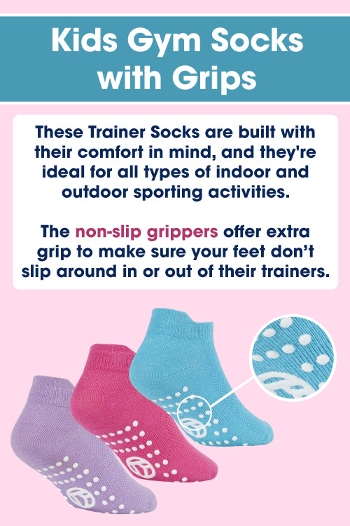 Girls Trainer Socks with Grippers INFOPANEL 1