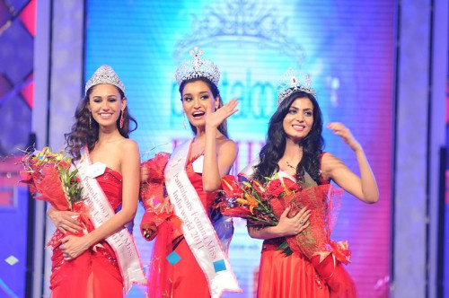 Femina Miss India 2011 winners (from left to right) Hasleen Kaur (Femina Miss India Earth 2011), Kanishtha Dhankar (Femina Miss India World 2011) and Ankita Shorey (Femina Miss India International 2011)