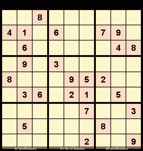 Pointing Triple Subset
New York Times Sudoku Hard June 6, 2018