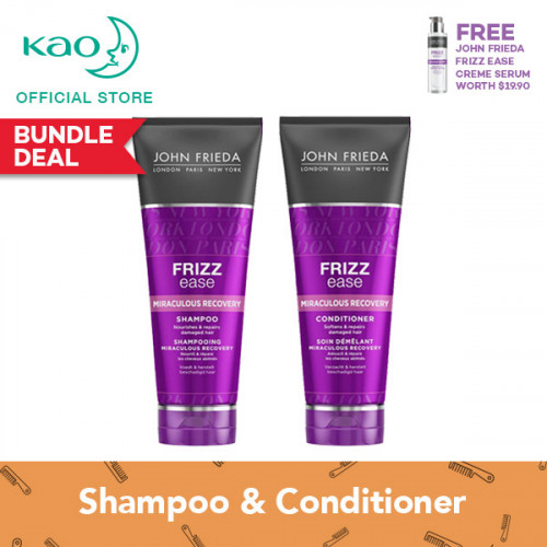 Kao Free Serum John Frieda Frizz Ease Miraculous Recovery Shampoo & Conditioner Set