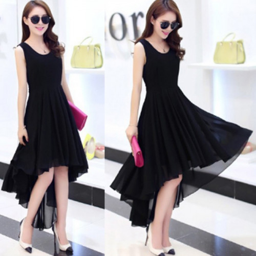 Korean Fashion Black Color Long Bohemian Chiffon Women Dress WC-59