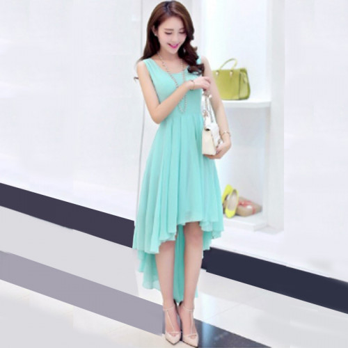 Korean Fashion Blue Color Long Bohemian Chiffon Women Dress WC-59