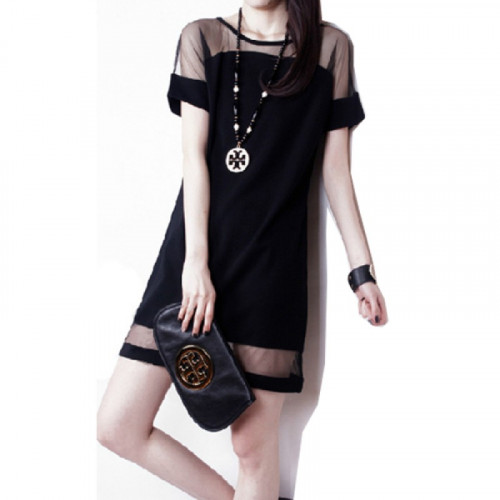 Korean Fashion Net Yarn Splicing Chiffon Short Sleeve Women Shirt WC 62