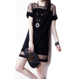 Korean-Fashion-Net-Yarn-Splicing-Chiffon-Short-Sleeve-Women-Shirt-WC-62