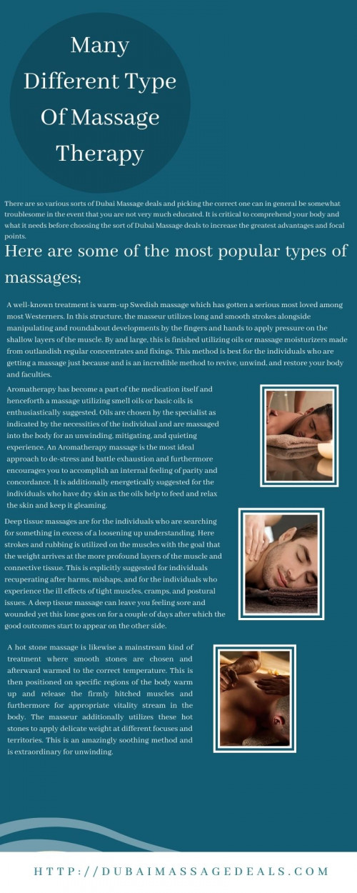 Dubai Massage Deals offers exclusive daily massage deals in Dubai, Sharjah and Abu Dhabi. We provide top discounted massage services to our clients. 

http://dubaimassagedeals.com/
