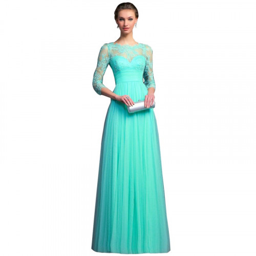 Long Sleeves Chiffon Slim Fit Maxi Evening Gown For Women WC-141RD