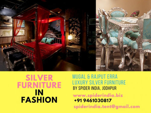 Silver Inlay Furniture, Silver bed, Silver Dining set, Silver sofa set, luxury furniture