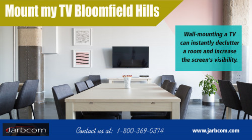 Mount my TV Bloomfield Hills with Guaranteed Service AT http://jarbcom.com/mount-my-tv-bloomfield-hills.html
Find us on Google Map : https://goo.gl/maps/j2q5GsdTbio
Deals in : 
TV Mounting Near Me
Get TV Mounted West Bloomfield
Mount my TV Bloomfield Hills
TV Mounting Novi
Reactive lighting near me

If you have purchased the flat screen television of your dreams it should be an easy decision when it comes to also purchasing the TV wall mount to compliment your beautiful new television. Do the proper research on your television and your wall mount and you will definitely find that you have made the right decision to mount your television to the wall. The space you will save alone is worth the money you will spend on your TV wall mount, however, you will definitely see many more benefits once you have Mount my TV Bloomfield Hills services.
Contact : Jarbcom
Address : 6319 Haggerty Rd, West Bloomfield Township, MI 48322, USA
Mail : contact@jarbcom.com
Contact No . : 1-800-369-0374 Ext. 108 
Social : 
https://medium.com/@Home_Michigan
https://www.reddit.com/user/HomeAutomationTroy
http://homeautomationmichigan.strikingly.com/
https://enetget.com/homeautomation