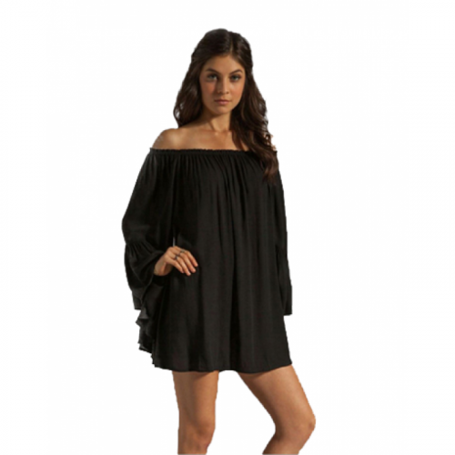 New Off the Shoulder Loose Women Chiffon Long Sleeve Shirt WC-77BK