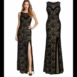 New-Slim-Sexy-Round-Neck-Sleeveless-High-Elegant-Stripe-Cut-Women-Maxi-Dress-WC-75BK