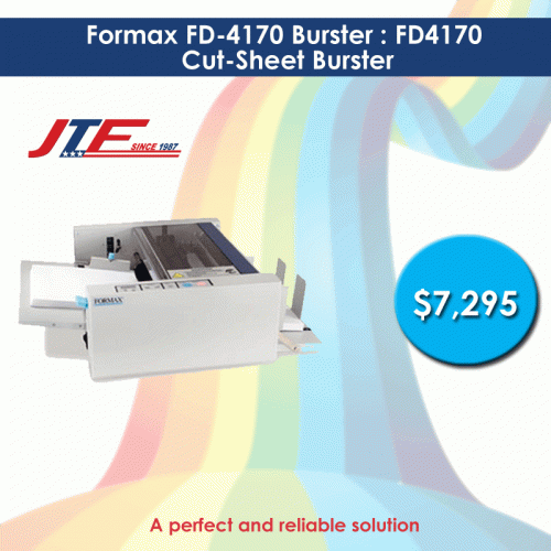 Paper Cut Sheet Burster is a perfect and reliable solution when multiple forms are printed on a same page. It task with a speed of 140 sheets per minute to ensure a high productivity for your business in less time. Visit: http://www.jtfbus.com/category/590/Paper-Handling/Bursters