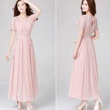 Pink-Color-Womens-Fashion-Bohemian-Beach-Maxi-Chiffon-Dress-WC-42PK