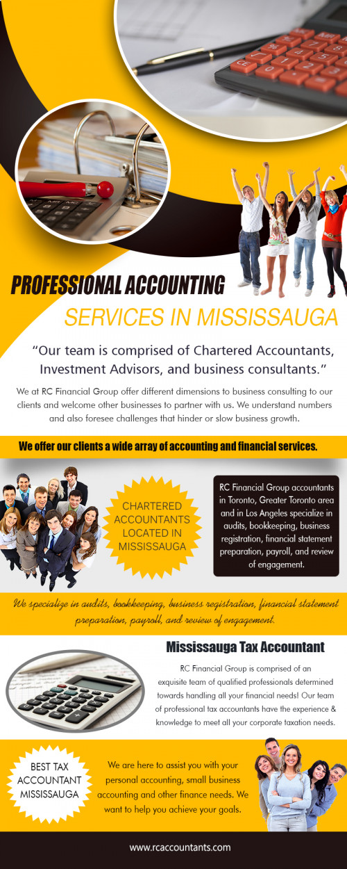 Hire Tax Accountants In Mississauga to create an effective tax strategy at http://www.rcaccountants.com/accounting/

Find Us here ....
https://goo.gl/maps/iGnX8oMohwz

Our Services :
mississauga accountants
mississauga tax accountant
toronto tax accountant
CRA tax audit
CRA Taxes Audit Small Businesses - Mississauga & Toronto  
best accountant in Mississauga
Canada Revenue Agency 
Accounting Firm in Toronto & Mississauga
Chartered Accountants located in Mississauga 
best accountant in mississauga
list of accounting firms in mississauga
Professional Accounting Services in Mississauga

Business name	- RC Accountant - CRA Tax-Bookkeeping Mississauga
CATOGERY	-  Accountant
ADDRESS		- 1290 Eglinton Ave E, Mississauga, ON L4W 1K8
PHONE:  	 	+1 855-910-7234
Email:		info@rcfinancialgroup.com

Mississauga Small Business Accountant offers auditing for its clients locally and internationally our team of qualified Accountants travel on site to service our clientele all around the globe. Auditing is an essential accounting tool which aids the client ensure that their business is running smoothly and does not lack any operational efficiencies and ensures the financial viability of the long term growth of business.

Social: 
https://sites.google.com/view/crataxaudi/home
https://sites.google.com/view/crataxaudi/about-us
https://sites.google.com/view/crataxaudi/contact-us
https://sites.google.com/view/crataxaudi/best-accounting-firm-in-toronto-mississauga