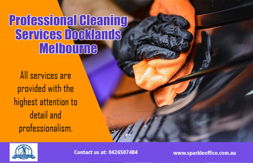 Our website : https://www.sparkleoffice.com.au/cleaning-services-docklands/  
An office environment is made up of multiple valuable items; there's electronics, furniture, carpets to name a few. The more regularly they are maintained, longer they will last. Dust buildup can cause computers and printers to malfunction. Stains can ruin the look of carpets. Professional Cleaning Services southyarra Melbourne can give you a thorough and timely cleanup that will prolong the life of your office supplies.  
More Links : https://twitter.com/Vacate_Cleaning  
https://plus.google.com/u/0/communities/114244115246992496499  
http://officecleaningservices-melbourne.blogspot.com  
sparkleofficecleaning.com.au